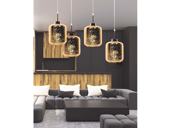 NOWOCZESNA LAMPA WISZĄCA ZWIS ZŁOTA ALACOSMO W1 Szkło Pomieszczenie Jadalnia Lampa z kloszem Metal Lampa z abażurem Styl Nowoczesny