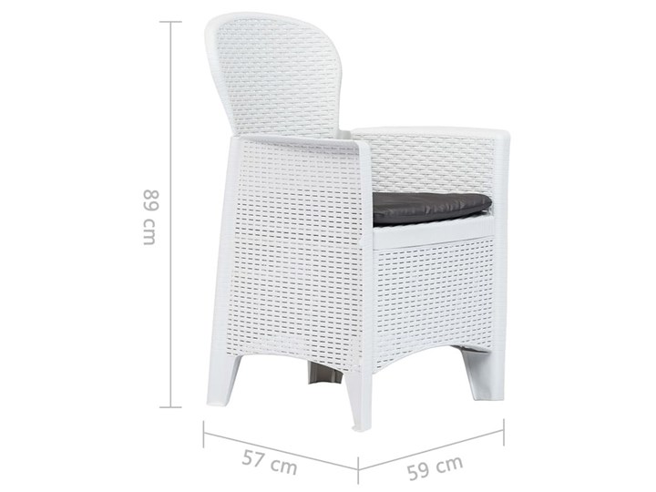 Krzesła ogrodowe z poduszkami Campos 2 szt - białe Z podłokietnikiem Kolor Biały