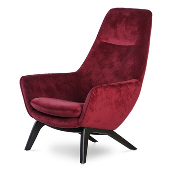 Fotel Orebro Velvet skandynawski wypoczynkowy do salonu drewniane nogi Czerwony (5187-37)