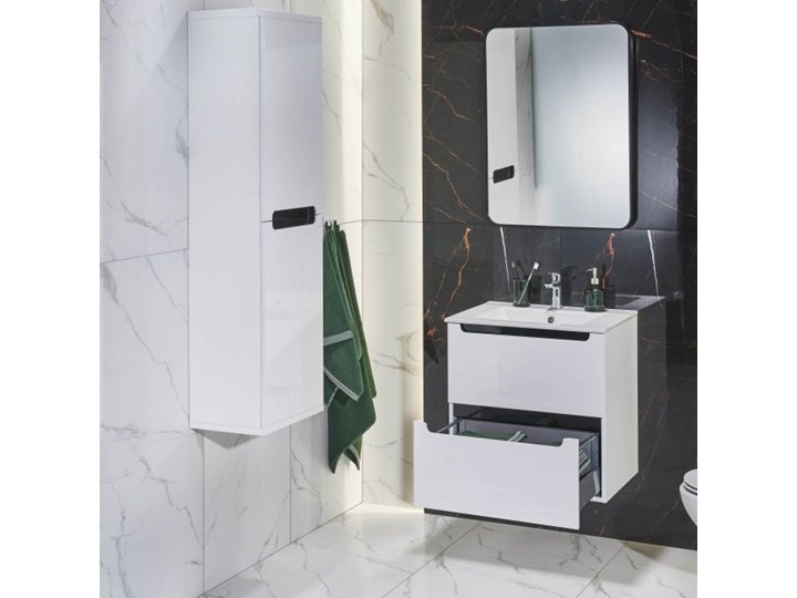 Słupek łazienkowy wysoki Deftrans Milano 40 x 134 x 30 cm biały Szerokość 40 cm Wiszące Wysokość 134 cm Płyta MDF Płyta stolarska Kategoria Szafki stojące
