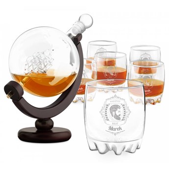 Karafka globus 6 szklanek sylwana zestaw do whisky grawer dla brata