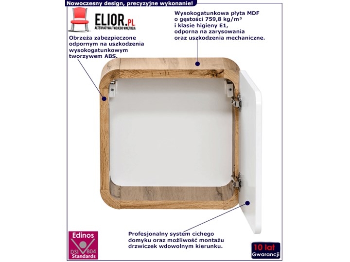 Wisząca kwadratowa szafka łazienkowa Borneo 2X - biały połysk Szerokość 35 cm Rodzaj frontu Drzwiczki Wysokość 35 cm Szafki Wiszące Kategoria Szafki stojące
