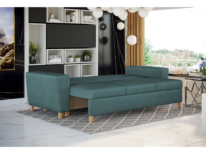NOWOCZESNA SOFA DO SALONU Z POJEMNIKIEM - ELIO - TKANINA VELUTTO Stała konstrukcja Głębokość 90 cm Rozkładanie Szerokość 239 cm Materiał nóżek Tworzywo sztuczne