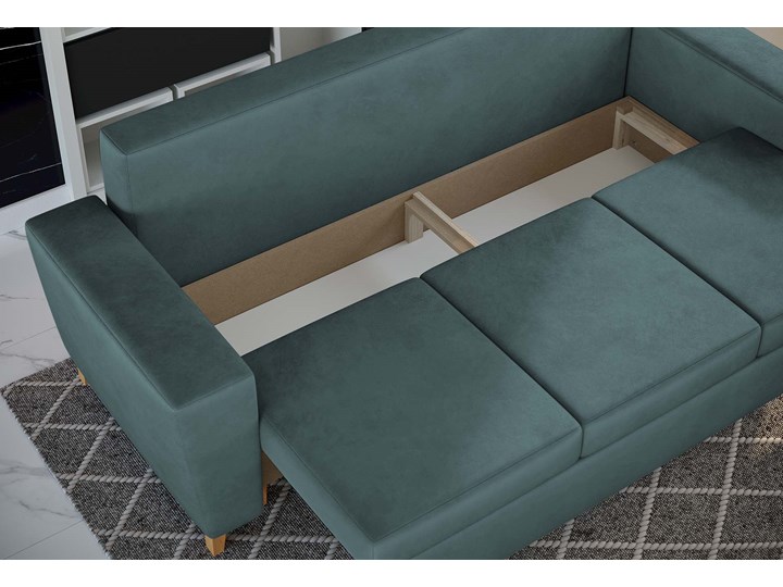 NOWOCZESNA SOFA DO SALONU Z POJEMNIKIEM - ELIO - TKANINA VELUTTO Głębokość 90 cm Stała konstrukcja Szerokość 239 cm Materiał nóżek Tworzywo sztuczne