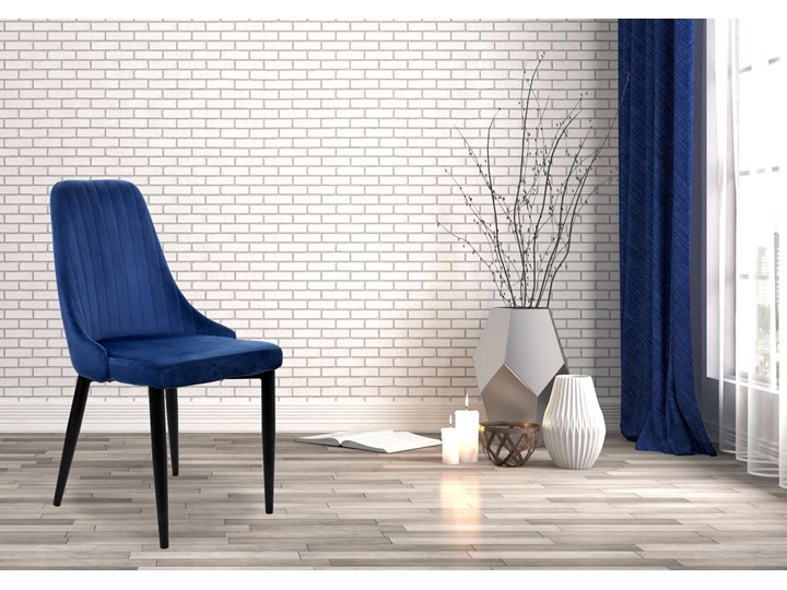 Krzesło aksamitne Lorient Velvet Granatowy Wysokość 46 cm Wysokość 41 cm Metal Tapicerowane Głębokość 45 cm Welur Wysokość 89 cm Tworzywo sztuczne Tkanina Szerokość 32 cm Styl Industrialny