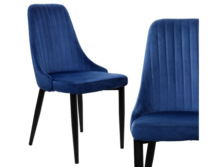 Krzesło aksamitne Lorient Velvet Granatowy Metal Welur Wysokość 46 cm Tkanina Styl Industrialny Tapicerowane Szerokość 32 cm Głębokość 45 cm Tworzywo sztuczne Wysokość 41 cm Wysokość 89 cm Pomieszczenie Jadalnia