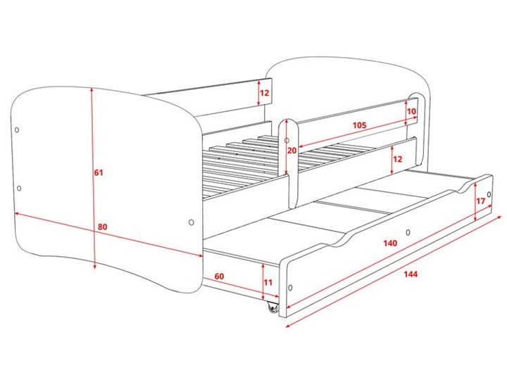 Łóżko dziecięce ze stelażem Happy 2X mix 70x140 - zielone Z szufladą Z barierką Pojedyncze Płyta meblowa Rozmiar materaca 70x140 cm Dla dziewczynki Kolor Zielony