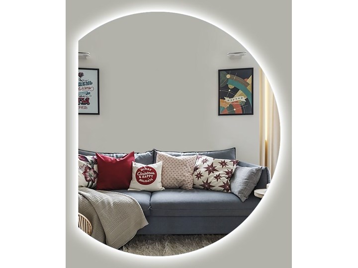 Lustro Moon + Ambilight Okrągłe Lustro bez ramy Owalne Ścienne Pomieszczenie Sypialnia Pomieszczenie Salon