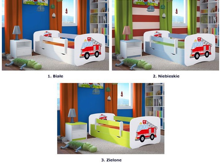 Łóżko dla chłopca z barierką Happy 2X mix 70x140 - niebieskie Płyta meblowa Z szufladą Pojedyncze Rozmiar materaca 70x140 cm