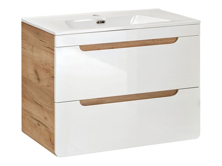 Szafka pod umywalkę Borneo 6X z szufladami 60 cm - Biały połysk Wysokość 59 cm Wiszące Rodzaj frontu Szuflady