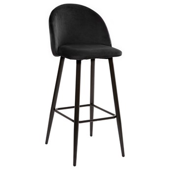 Hoker ODESSA czarny krzesło barowe tapicerowane welur