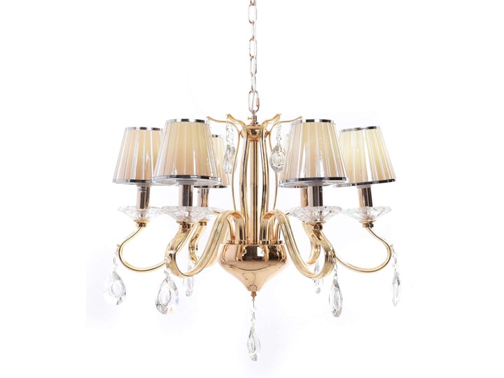 KLASYCZNY ŻYRANDOL KRYSZTAŁOWY ZŁOTY FINEZZIA W6 LUMINA DECO Chrom Lampa z kloszem Metal Lampa z abażurem Tkanina Lampa z kryształkami Szkło Kategoria Lampy wiszące Ilość źródeł światła 6 źródeł