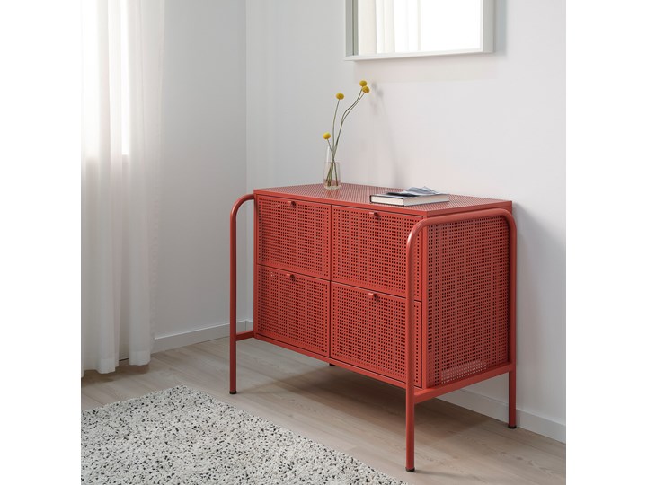 NIKKEBY Komoda, 4 szuflady Wysokość 70 cm Szerokość 84 cm Głębokość 49 cm Z szufladami Wysokość 84 cm Kolor Czerwony
