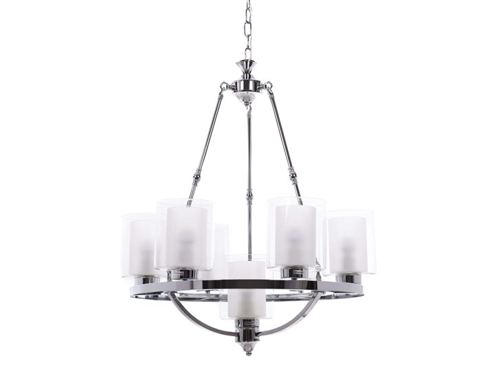 LAMPA WISZĄCA LOFT CHROMOWANA SANTINI W7 Kolor Biały Lampa z kloszem Lampa z abażurem Metal Szkło Styl Industrialny