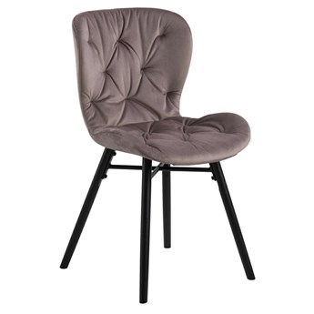 Pikowane krzesło aksamitne na czarnych nogach Hudson VIC dark grey