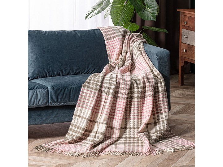 Pled Zelandia 140x200cm khaki/old rose, 140 x 200 cm 130x180 cm Wełna 140x200 cm Pomieszczenie Salon