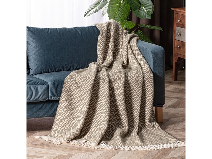 Pled Zelandia 140x200cm tea green cross, 140 x 200 cm Koc 140x200 cm 130x180 cm Wełna Kategoria Koce i pledy