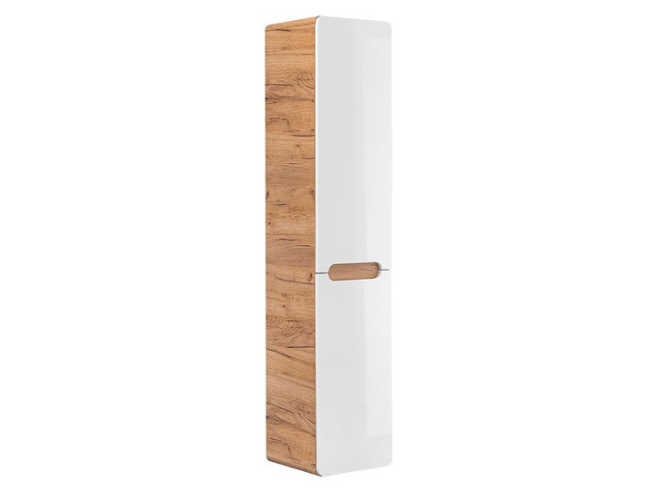 Słupek łazienkowy z koszem Borneo 9X - Biały połysk Wysokość 170 cm Szerokość 35 cm Stojące Kategoria Szafki stojące Rodzaj frontu Drzwiczki