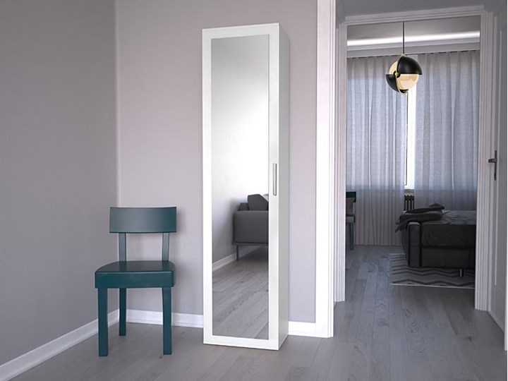 Szafa z lustrem Kaya - biała Kolor Biały Płyta MDF Drewno Styl Minimalistyczny