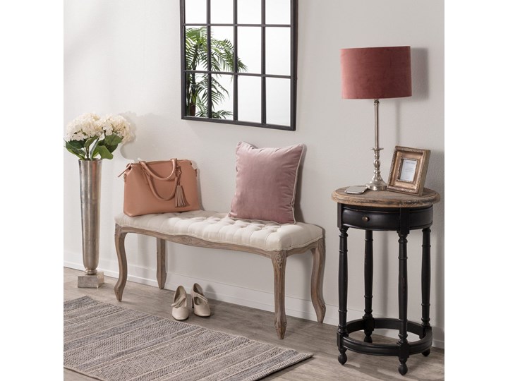Ławka Isacco cream 114x38x48cm, 114 × 38 × 48 cm Pomieszczenie Salon Pikowana Materiał nóżek Drewno