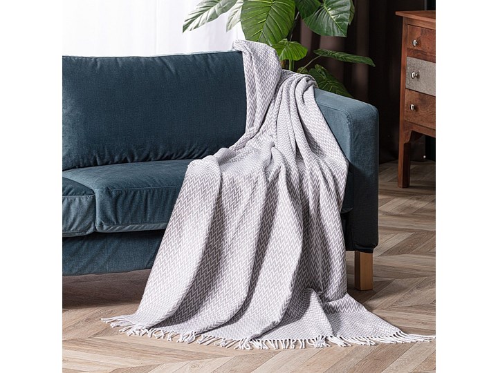 Pled Ibiza 140x200cm grey chevron, 140 x 200 cm Poliester Akryl 140x200 cm Bawełna 130x180 cm Kolor Szary