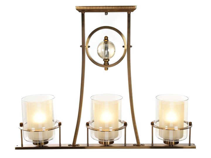 LAMPA SUFITOWA ART DECO MOSIĘŻNA BRONX W3 Lampa z kloszem Metal Kolor Miedziany Lampa z abażurem Szkło Mosiądz Ilość źródeł światła 3 źródła
