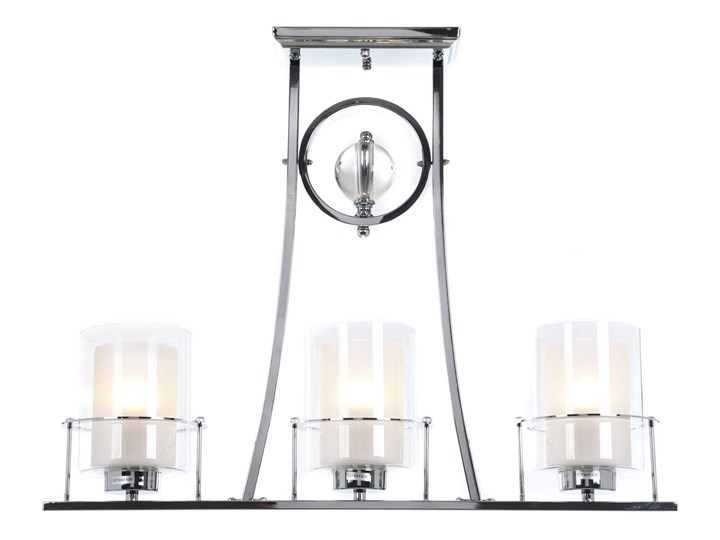 LAMPA SUFITOWA ART DECO CHROMOWANA BRONX W3 Szkło Lampa z kloszem Metal Lampa z abażurem Kategoria Lampy wiszące Kolor Biały