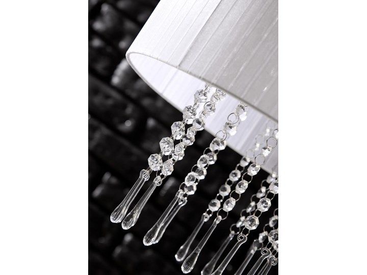Lampa wisząca w stylu glamour E419-Wenez - biały Metal Lampa z abażurem Tkanina Lampa z kryształkami Kolor Szary Kategoria Lampy wiszące