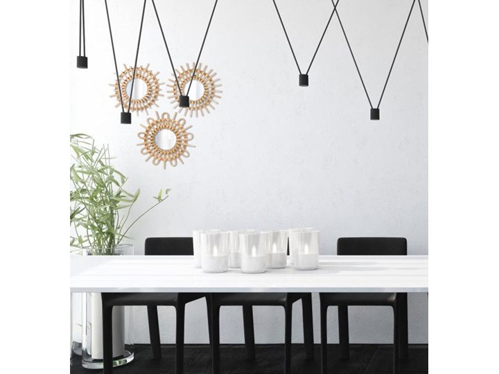 Komplet luster dekoracyjnych z wikliny, Ø 28 cm, 3 sztuki Okrągłe Ścienne Pomieszczenie Salon Lustro z ramą Pomieszczenie Przedpokój