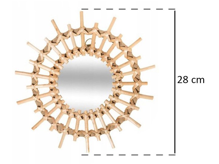 Komplet luster dekoracyjnych z wikliny, Ø 28 cm, 3 sztuki Okrągłe Ścienne Lustro z ramą Pomieszczenie Sypialnia