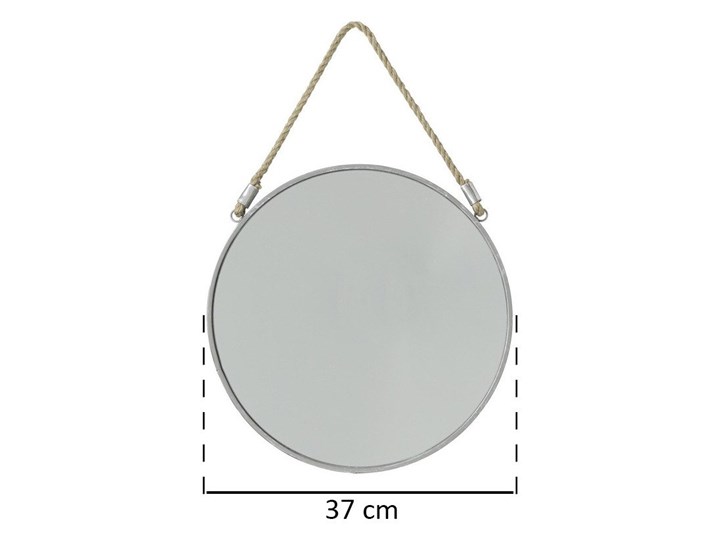 Lustro ścienne okrągłe na sznurku, Ø 37 cm Styl Skandynawski Lustro z ramą Kolor Zielony