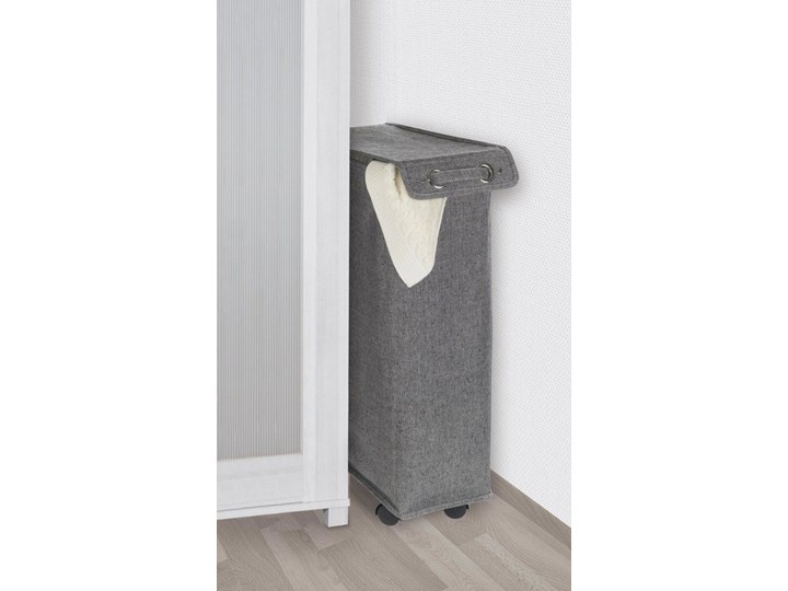 Kosz na pranie z pokrywą i kółkami, wąski pojemnik tekstylny - 43 l, 60 x 18,5 x 40 cm, WENKO Tkanina Tworzywo sztuczne Kolor Szary