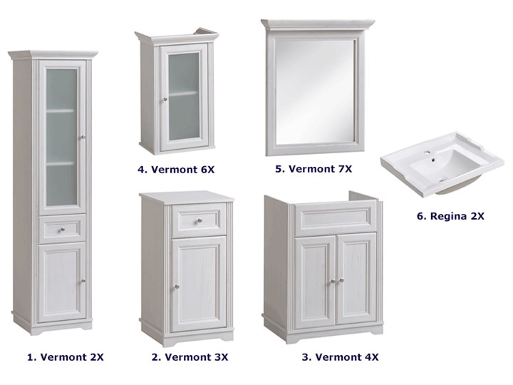 Szafka pod umywalkę stojąca Vermont 4X - shabby shic Wysokość 79 cm Szerokość 60 cm Stojące Rodzaj frontu Drzwiczki