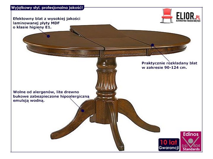 Stół rozkładany Pixer Drewno Wysokość 75 cm Szerokość 90 cm Długość 90 cm  Pomieszczenie Stoły do jadalni Kolor Brązowy