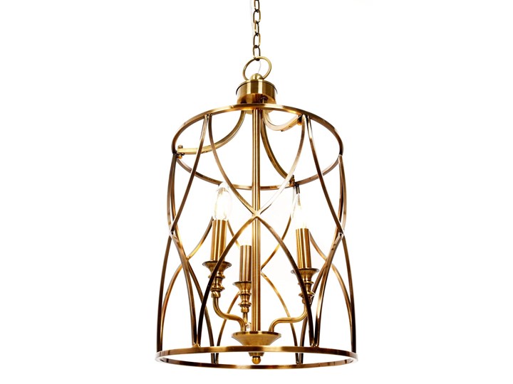 LAMPA SUFITOWA ART DECO MOSIĘŻNA ELMONT W3 Lampa druciana Mosiądz Metal Kolor Złoty