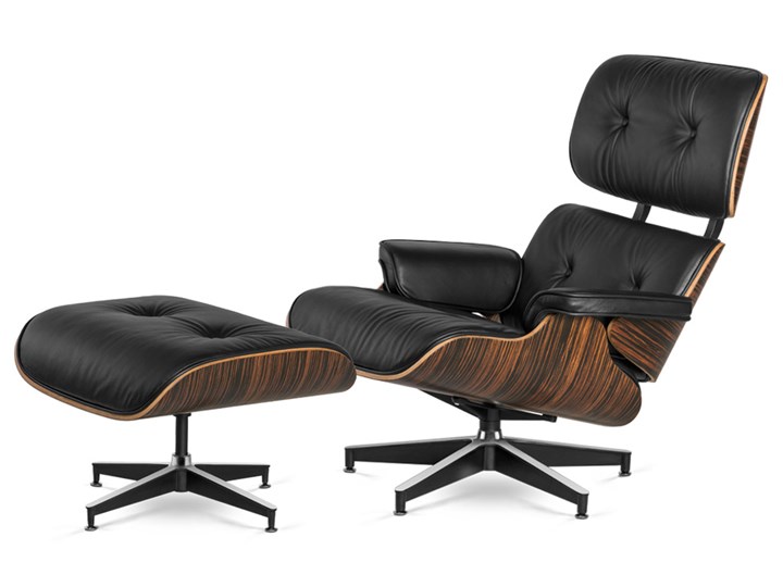 Fotel Lucera XL z podnóżkiem insp. Lounge Chair Eames Czarna Skóra - Zebrano Fotel z podnóżkiem Głębokość 56 cm Głębokość 97 cm Fotel tradycyjny Szerokość 78 cm Wysokość 91 cm Wysokość 40 cm Styl Industrialny