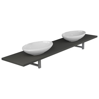 VidaXL Trzyczęściowy zestaw mebli do łazienki, ceramiczny, szary