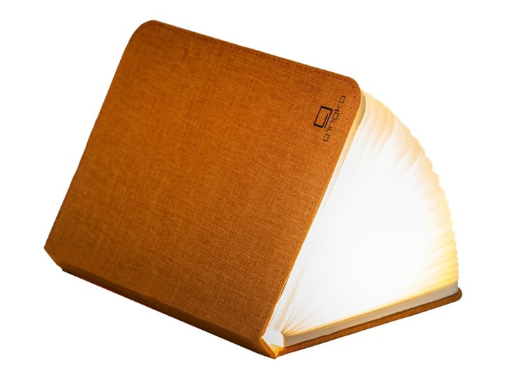 Pomarańczowa lampka stołowa LED w kształcie książki Gingko Booklight Lampa z kloszem Wysokość 13 cm Kolor Pomarańczowy Kolor Szary