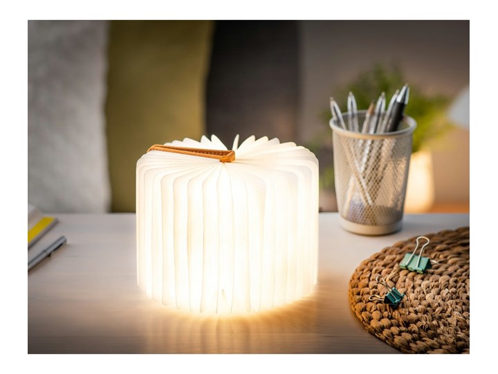 Pomarańczowa lampka stołowa LED w kształcie książki Gingko Booklight Lampa z kloszem Wysokość 13 cm Kolor Szary Kategoria Lampy stołowe
