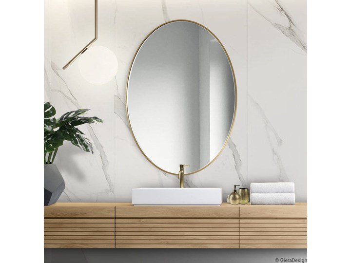 LUSTRO SCANDI SLIM OWALNE ZŁOTE Lustro bez ramy Okrągłe Pomieszczenie Salon Ścienne Lustro z ramą Pomieszczenie Przedpokój