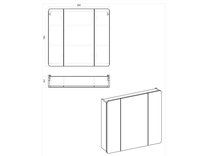 Podwieszana szafka łazienkowa z lustrem - Borneo 14X Drewno Płyta MDF Regał Wysokość 75 cm Głębokość 16 cm Głębokość 38 cm Szafki Szerokość 80 cm Wiszące Rodzaj frontu Drzwiczki
