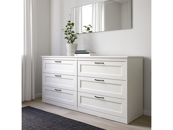 SONGESAND Komoda, 6 szuflad Z szufladami Kolor Biały Wysokość 81 cm Szerokość 161 cm Głębokość 40 cm Głębokość 50 cm Pomieszczenie Salon