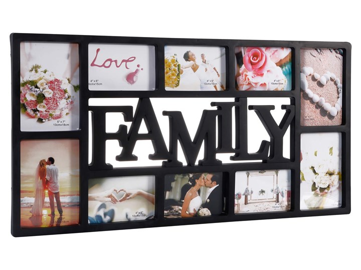 Ramka na zdjęcia 10 zdjęć multiramka Family czarna Pomieszczenie Sypialnia Tworzywo sztuczne Rozmiar zdjęcia 13x18 cm