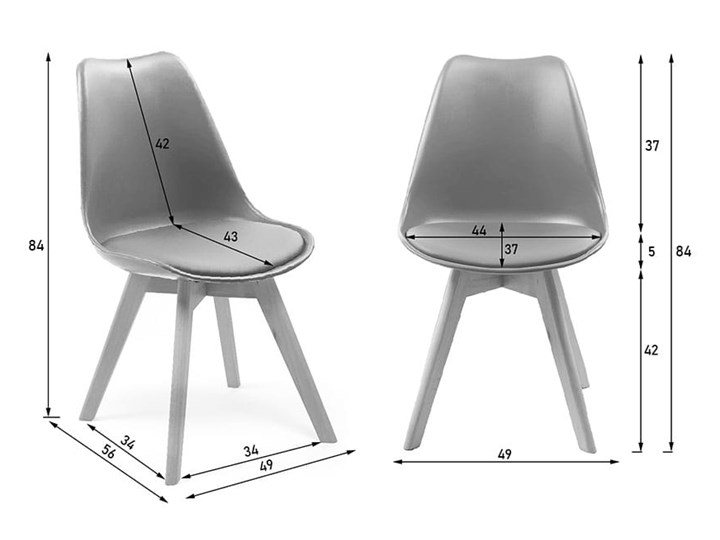NOWOCZESNE KRZESŁO 53E-7 BIAŁE Skóra Szerokość 48 cm Drewno Głębokość 42 cm Tworzywo sztuczne Krzesło inspirowane Tkanina Styl Skandynawski