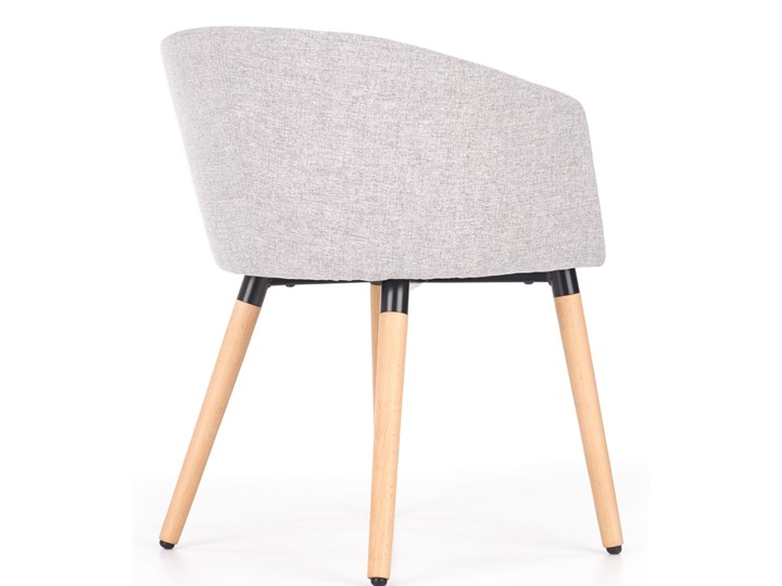 Półokrągły fotel do jadalni, jasny popiel + drewno Tkanina Styl Nowoczesny Szerokość 56 cm Głębokość 56 cm Styl Skandynawski