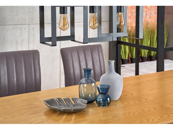 Duży industrialny stół rozkładany dąb naturalny/czarny 220 cm Szerokość 90 cm Płyta MDF Długość 160 cm Drewno Stal Wysokość 75 cm Pomieszczenie Stoły do salonu