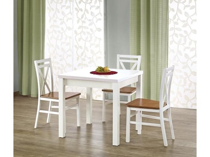 Biały stół kwadratowy rozkładany 80/160 cm Płyta laminowana Tworzywo sztuczne Wysokość 76 cm Długość 80 cm Płyta MDF Szerokość 80 cm Pomieszczenie Stoły do jadalni