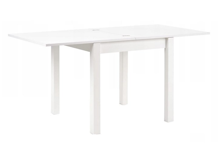 Biały stół kwadratowy rozkładany 80/160 cm Płyta MDF Rozkładanie Rozkładane Tworzywo sztuczne Płyta laminowana Wysokość 76 cm Szerokość 80 cm Długość 80 cm Pomieszczenie Stoły do jadalni