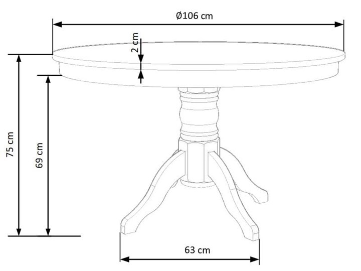 Elegancki okrągły stół do jadalni w kolorze białym Ø106cm Szerokość 106 cm Wysokość 106 cm Płyta MDF Wysokość 75 cm Długość 106 cm Drewno Styl Awangardowy
