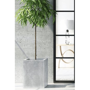 Prostokątna donica Pillar - włókno szklane imitujące beton architektoniczny, wys. 48 x 30 cm